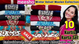 Meesho Winter Woolen kurtiskurta Sets🥰 STARTS Rs340🤩Meesho Velvet kurta Sets haul😘Meesho Sale haul [upl. by Arret]