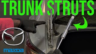 How to Replace the Trunk StrutsHatch SupportLiftgate Support Struts on Mazda 3 20102013 [upl. by Carlynne]