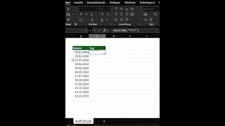 Wochentag aus Datum in Excel auslesen 🔥exceltips exceltricks exceltutorial microsoftexcel excel [upl. by Lerraj955]