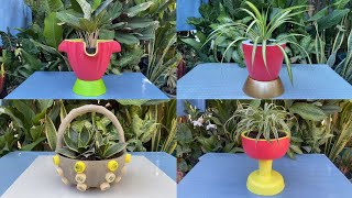 The top 4 creative beautifully flower pots decor design  Cement craft ideas [upl. by Henn]