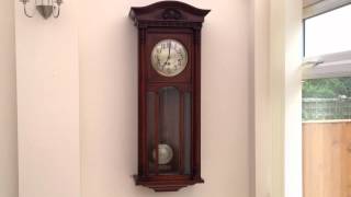 RARE UM MULLER EDWARDIAN WESTMINSTER CHIME LONGCASE WALL CLOCK [upl. by Aem208]