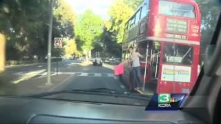 Davis welcomes back vintage London doubledecker buses [upl. by Carena]