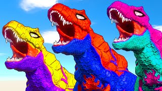 All Spiderman TRex vs SuperHero Dinosaurs Battle in Jurassic World Dinosaur Pro 8 SuperHero Team [upl. by Wasserman]