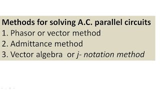 vector or phasor method  parallel circuits [upl. by Cynar]