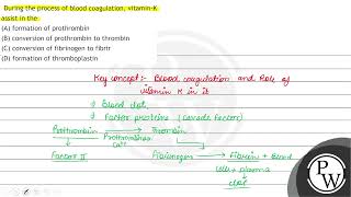 During the process of blood coagulation vitaminK assist in the A formation of prothrombin B [upl. by Adnyc]