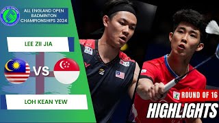 Lee Zii Jia MAS vs Loh Kean Yew SGP  R16  All England Open 2024 [upl. by Nanis]