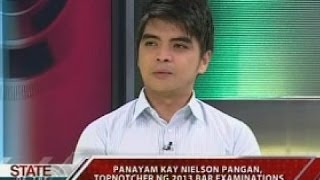 SONA Panayam kay Nielson Pangan topnotcher ng 2013 Bar Examination [upl. by Aneem670]