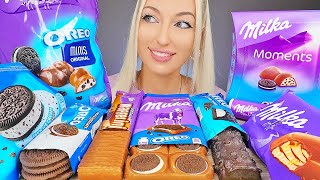 ASMR EATING MILKA amp OREO CHOCOLATE CANDY BARS ICE CREAM DESSERT MUKBANG 다양한 초콜렛 디저트 먹방 [upl. by Acinorahs738]