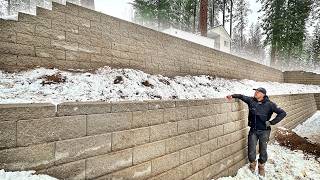 Building a Retaining Wall With 100000 lbs of Blocks [upl. by Sylado]