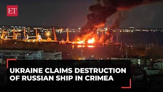 Ukraine claims successful attack on Russian Naval ship Novocherkassk in Crimean waters [upl. by Dlanar697]