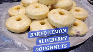 EASY BAKED LEMON BLUEBERRY DOUGHNUTS 🍩 😋 [upl. by Lyrehc]