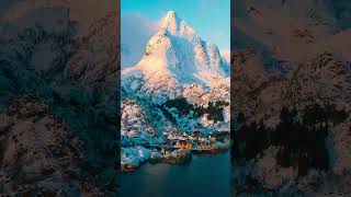 Stunning SnowCovered Islands in Norway – Breathtaking Arctic Scenery travel majesticmountains [upl. by Tutt]