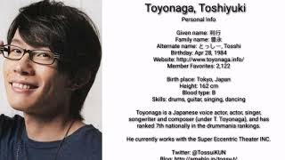 Toyonaga Toshiyuki voice acting roles [upl. by Carroll]