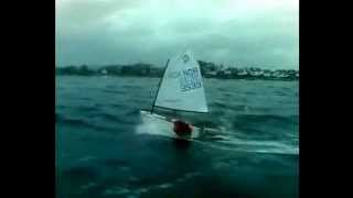 Optimist dinghy sailing in strong wind [upl. by Allisirp]