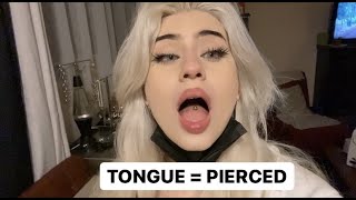 GETTING MY TONGUE PIERCING healing process my experience [upl. by Halli]