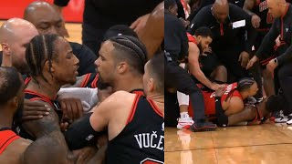 DeMar DeRozan and Dillon Brooks ejected for huge fight after hard foul 😳 [upl. by Leaj295]