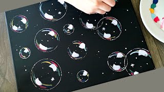 Bubble Painting Tutorial│How To Paint Bubbles│Easy Acrylic Painting [upl. by Anerol]