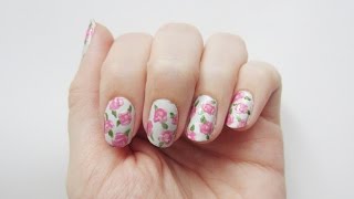 Rosen Nageldesign mit Nagellack selber machen vintage roses nail art  seni Nageldesign [upl. by Thomey]