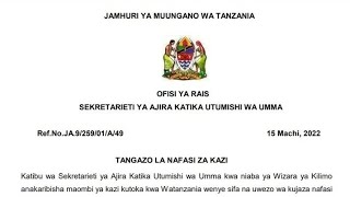 NAFASI ZA KAZI WIZARA YA KILIMO 2022 AFISA KILIMO Ajira tamisemi Utumishi Ajira Mpya za walimu 2022 [upl. by Avigdor]