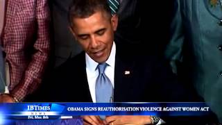 Obama Signs Reauthorisation Of Violence Against Womens Act [upl. by Yelrebma]