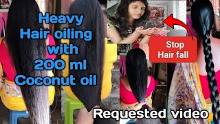 200 ml Heavy Hair oiling on long hair Hair oiling process step by stepTwin braid on long hair [upl. by Naasar]