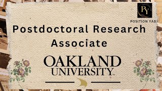 Postdoctoral Research Associate Oakland University in Rochester MI [upl. by Hasile]