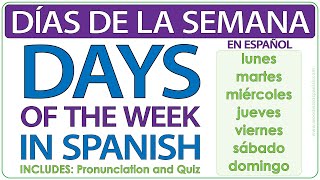 Days in Spanish  Los días de la semana  Spanish Days of the week  Learn Spanish Vocabulary [upl. by Swamy]