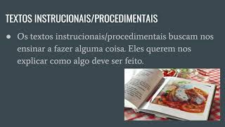 Tipos de texto narrativo informativo descritivo procedimental e dissertativo [upl. by Noillid]