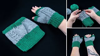 The simplest fingerless mittens on 2 knitting needles [upl. by Ellehcim]