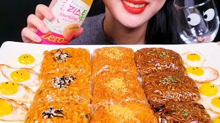 ASMR 불닭쌈 먹방🔥│라이스페이퍼 쌈│FIRE NOODLE WRAPS│Rice paper wrap│BULDAK NOODELS│EATING SOUND [upl. by Esiouqrut]