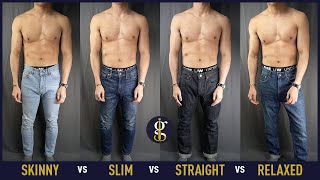 BEST FITTING JEANS TYPE FOR MEN amp How They Should Fit Skinny Slim Straight Relaxed [upl. by Niletac]