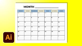 Create A Blank Calendar Template Printable In Illustrator CC In Minutes [upl. by Roger965]