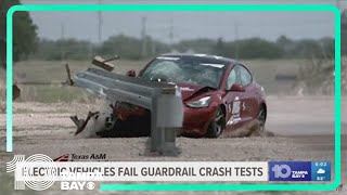 NTSB calls for changes after electric vehicles fail guardrail tests [upl. by Janette]