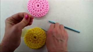 How to Crochet a Round Dish Scrubber with Tulle  Dish Scrubby Tutorial [upl. by Fu]