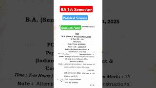 ba 1st semester political science question paper 2025  model paper 2024  important questions 2025 [upl. by Eeralav]