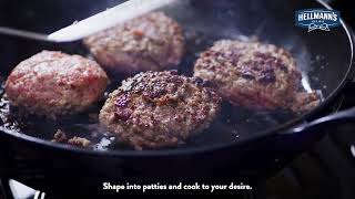 Hellmanns Juicy Garlic Burger with Creamy Garlic Mushrooms and Onions Recipe [upl. by Luelle]