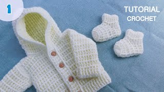 Como tejer medias escarpines a crochet para bebes Ajuar Crochet Ganchillo Parte 1 [upl. by Onitsuaf]