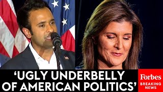 BREAKING NEWS Vivek Ramaswamy Slams Nikki Haley At New Hampshire Rally After Trump Primary Victory [upl. by Renrag]