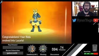 Shiny Riolu via SOS evolves into Lucario in Pokemon Sun and Moon [upl. by Ahsitra]