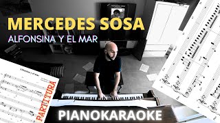 Mercedes Sosa  Alfonsina y el mar Partitura  Pianokaraoke [upl. by Lledniw]