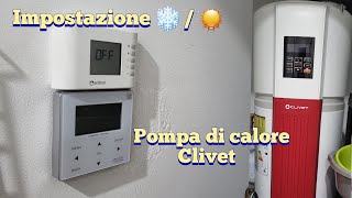 IMPOSTARE MODALITA CALDO  FREDDO POMPA DI CALORE CLIVET SWAN 190  TERMOSTATO SEITRON [upl. by Ylime]