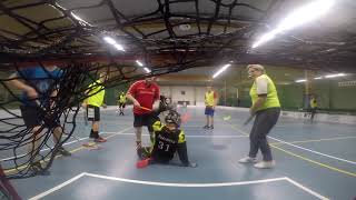 Floorball goalie saves [upl. by Etnoled]