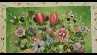 How to paint a mottled backround on canvas with Acrylic Paint for Flowers in a Vase Lesson 1 [upl. by Esor273]