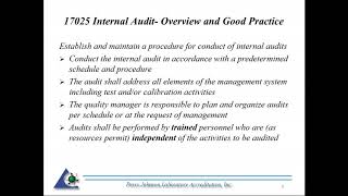 ISOIEC 17025 Internal Audit Overview and Good Practice [upl. by Nedarb]