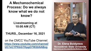 Dr Elena Boldyreva  A Mechanochemical Process Do We Always Know What We Dont Know [upl. by Reinhart]