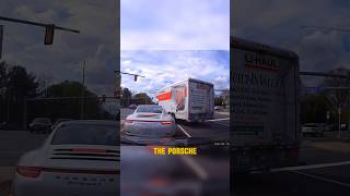 2 Driver Cut in front of the Porsche just to get Instant Karma dashcam karma police [upl. by Eanrahc]