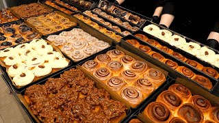 How to make various flavor of Cinnamon roll  Korean Bakery  잠실 빵맛집 카페시나몬 [upl. by Callery]