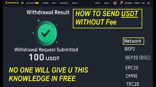 HOW TO SEND USDT FROM BINANCE WITHOUT FEE  Binancecom usdt sending proceedure without fee [upl. by Ahsinehs]