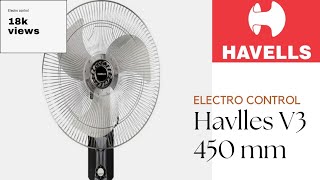 Havlles V3 450mm Wall fan Silver Black fan Electro control [upl. by Ebonee]