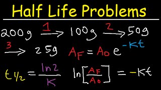 Half Life Chemistry Problems  Nuclear Radioactive Decay Calculations Practice Examples [upl. by Emlyn]